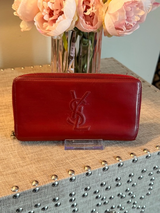 Yves Saint Laurent Handbags - Yves Saint Laurent Red Leather Zip around Long Wallet with Stitched YSL